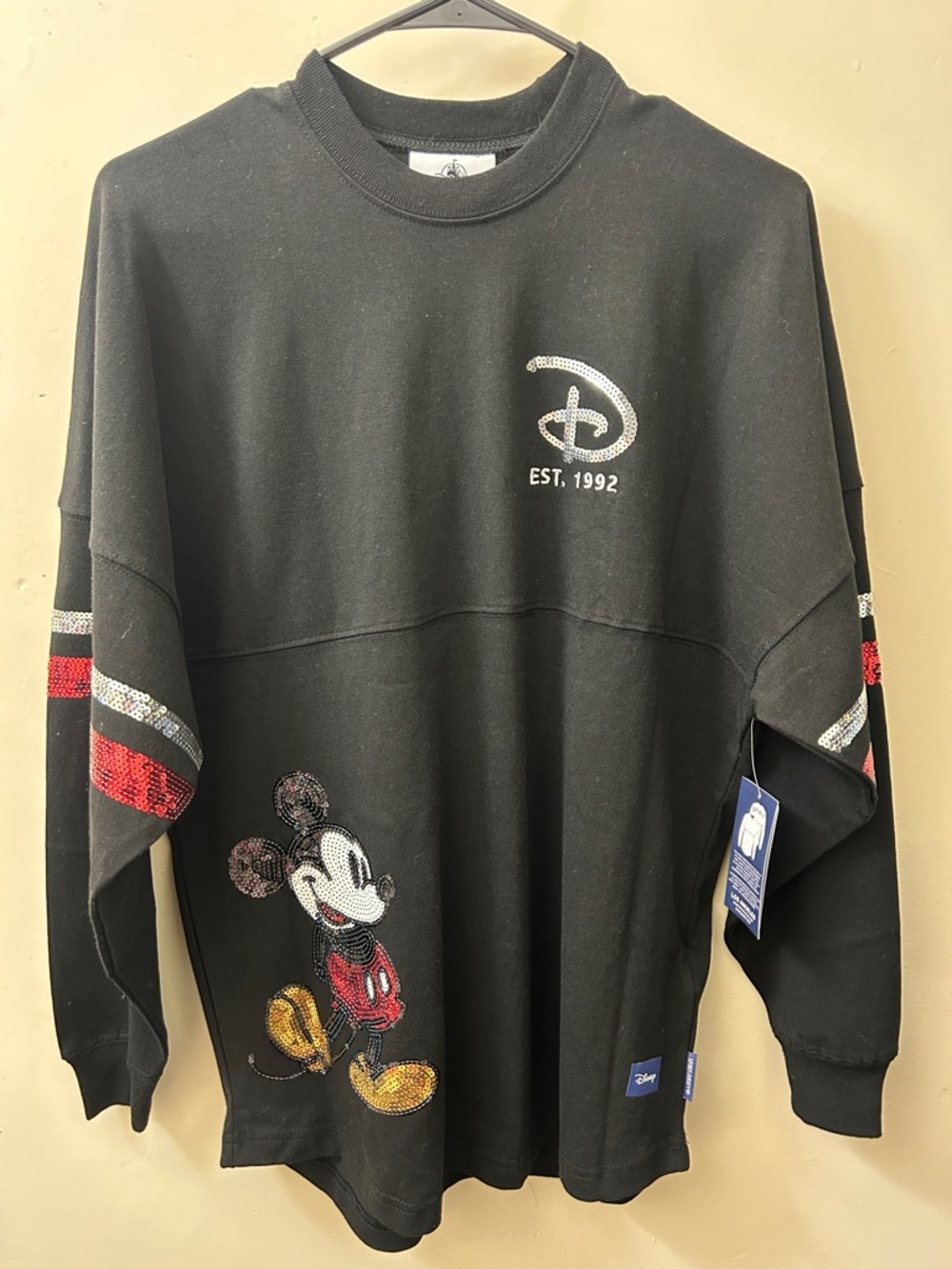 Disneyland Paris - Black Sequin Mickey Spirit Jersey - Size XS